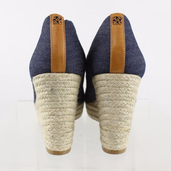 Coach Blaine Dark Wash Denim Peep Toe Wedge - Picture 4 of 7